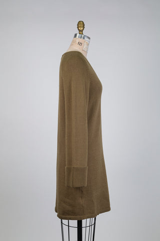 Robe chandail kaki en tricot (S)