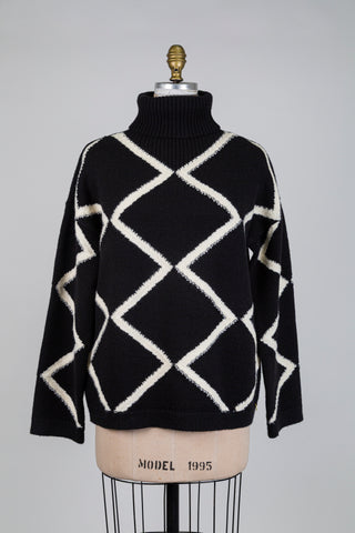 Chandail noir losanges à col roulé (S)