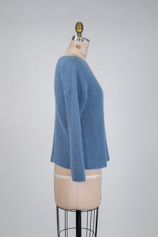 Chandail en tricot bleu acier (S)