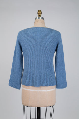 Chandail en tricot bleu acier (S)