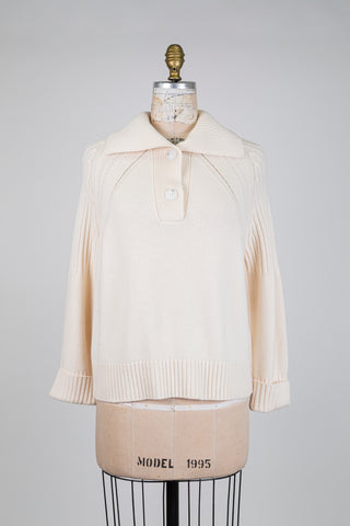 Chandail façon polo en tricot crème (6)