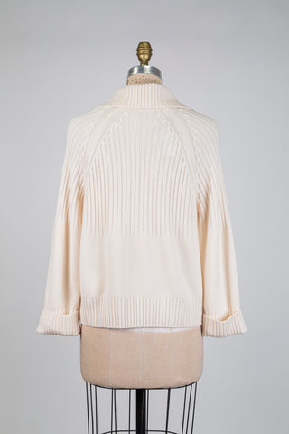 Chandail façon polo en tricot crème (6)