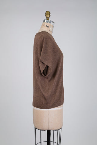 Chandail en tricot brun métallique (10-12)