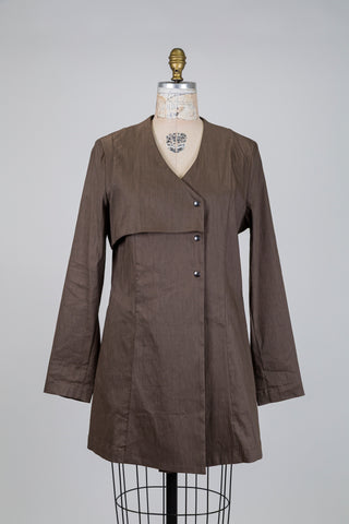 Coffee brown tunic jacket (L)