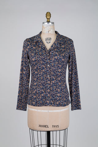 Chemisier fleurs bleues (S)