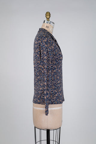 Chemisier fleurs bleues (S)