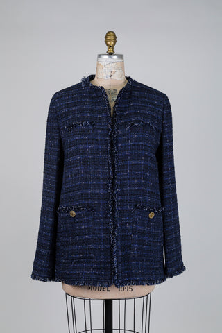 Veste en tweed marine façon Chanel (10-12-14)