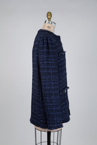 Veste en tweed marine façon Chanel (10-12-14)