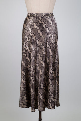 Jupe satinée imprimée serpent (S)