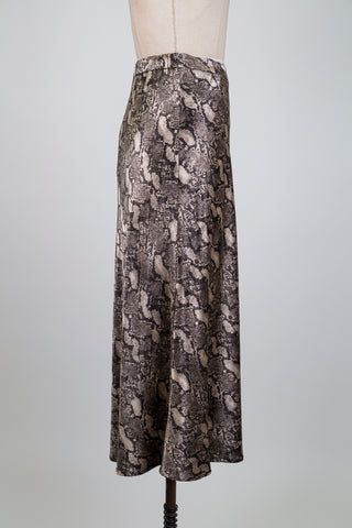Jupe satinée imprimée serpent (S)