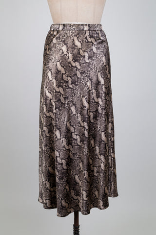 Jupe satinée imprimée serpent (S)
