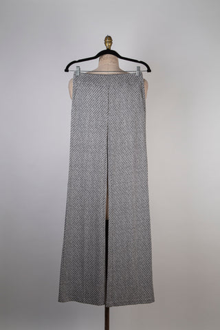 Slate/chalk palazzo pants in tweed effect knit (2)