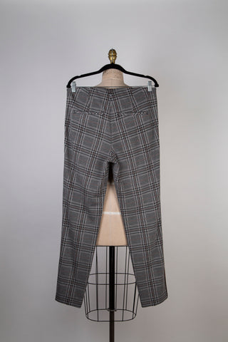 Pantalon en tricot tartan à galons cuivrés (12 et 16)