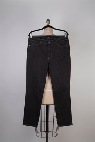 Pantalon noir à pois éthérés en denim stretch (14 et 16)