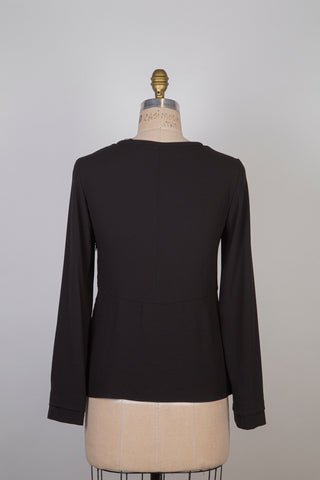 Blouse fluide noire entrelacée (XS à L)