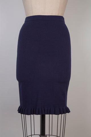 Navy knit skirt with frills (4/6)