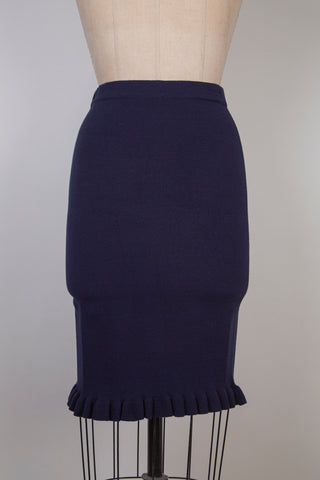 Navy knit skirt with frills (4/6)