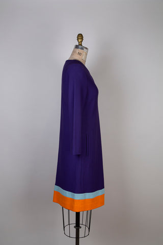 Robe colorblock mauve à ourlet acidulé (XS à M)