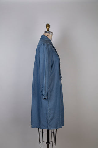 Robe fluide en tencel bleu effet denim (XS)