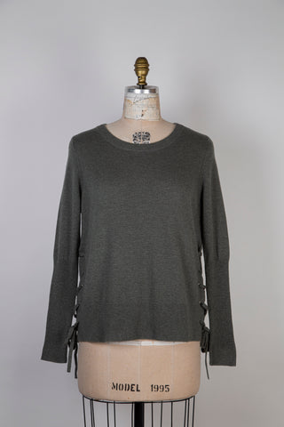 Smoked Khaki Knit Sweater with Side Laces (XS and S)