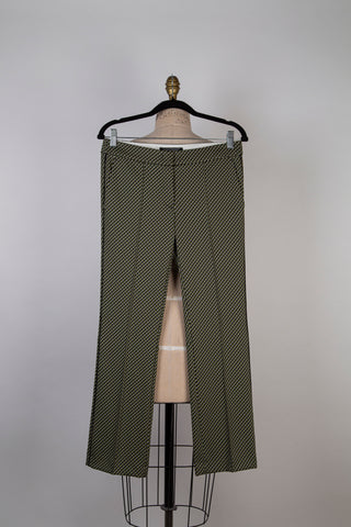 Pantalon à jacquard graphique vert mousse (6)
