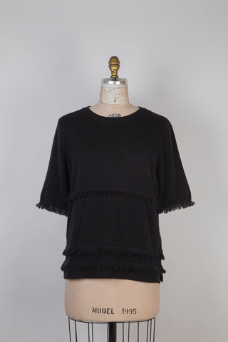 Black cashmere sweater with fringes (10)