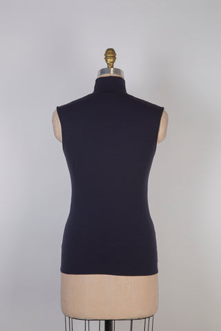 Navy Microfiber High Neck Top (M)