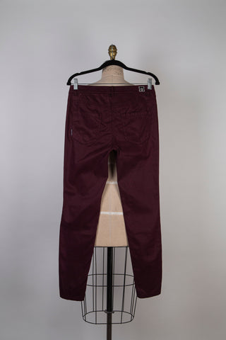 Pantalon effet denim lie de vin (M)