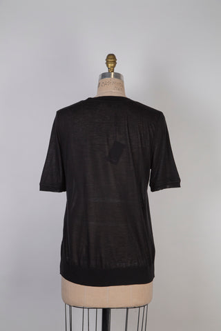 Black Flowy Knit T-Shirt (S-XL)