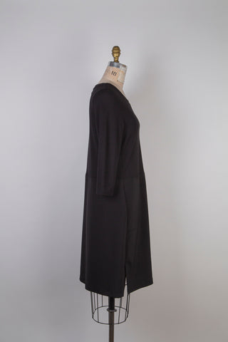 Robe bi-matière évasée noire (8)