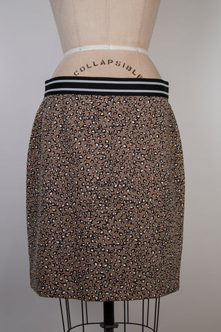 Leopard Heart Cappuccino Straight Skirt (L)