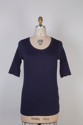 Navy ribbed cotton t-shirt (S and L)