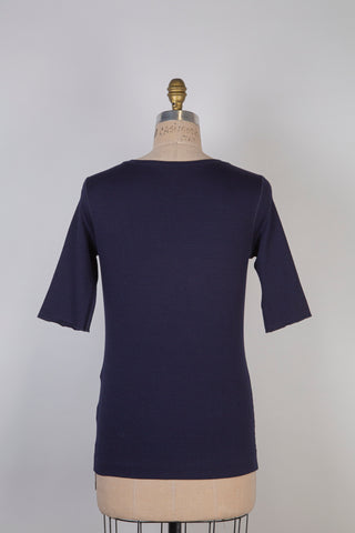 Navy ribbed cotton t-shirt (S and L)