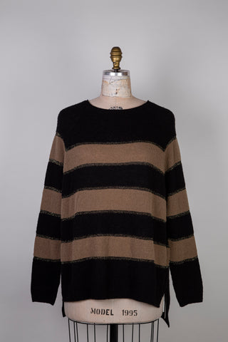 Black Sparkle and Cappuccino Knit Sweater (L)