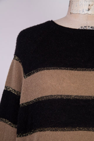 Black Sparkle and Cappuccino Knit Sweater (L)