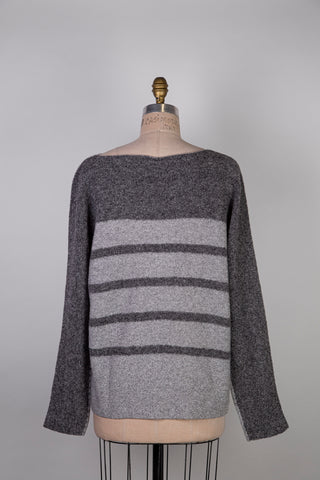 Graphite Striped Slate Boucle Knit Sweater (L)