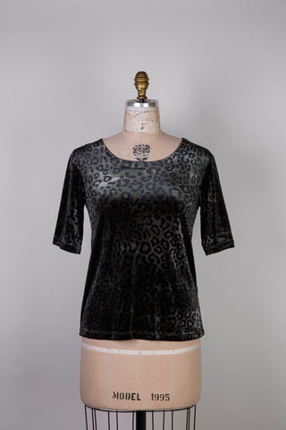 Emerald Leopard Velvet T-Shirt (6 &amp; 8)