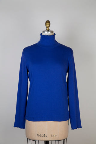 Cobalt Blue Double Turtleneck Sweater (L)