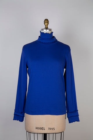 Cobalt Blue Double Turtleneck Sweater (L)