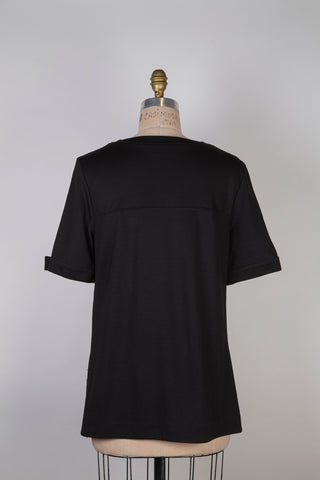 Black flared tunic sweater in Ponte di Roma (S and M)