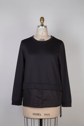 Black satin blouse hem sweater (S and M)