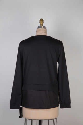 Black satin blouse hem sweater (S and M)