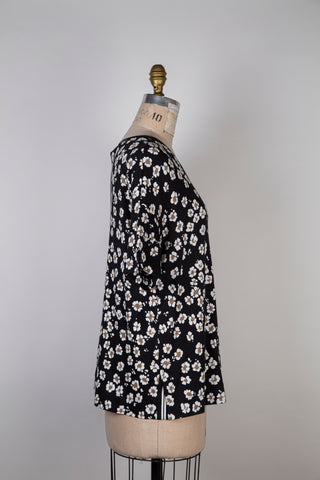 Chandail noir floral  (L)