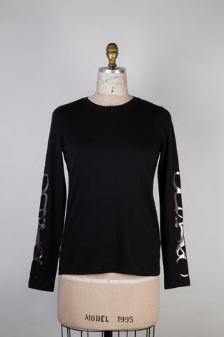 T-shirt noir à typographie argent (4)