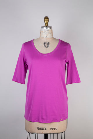 T-shirt ajusté en coton stretch lilas (L)