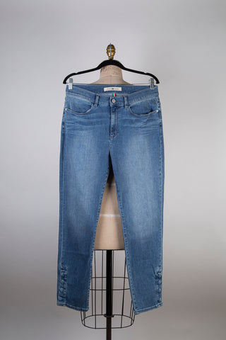 Distressed Blue Denim Pants with Button Hems (12) IMP*