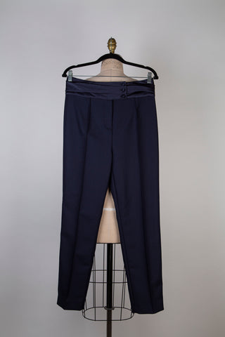 Navy TUXEDO pants with satin waist (10 and 12)