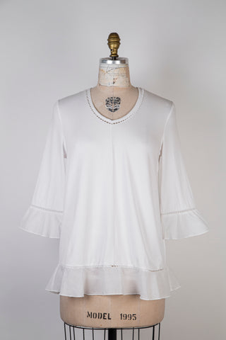 Blouse / Tunique blanche à volants (6 et 12)