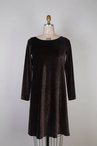 IMP* Gold Shimmer Black Velvet Flared Dress (6-10-12-14)