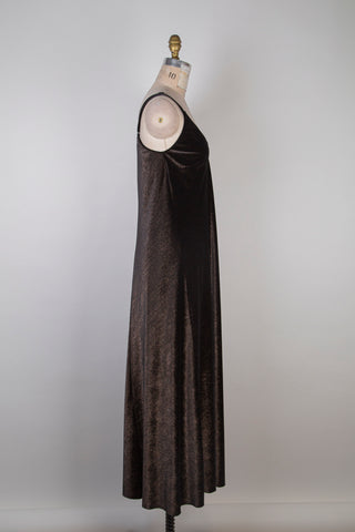 IMP* Gold Shimmer Black Velvet Maxi Dress (6)